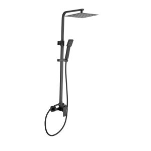 Valaz barra de ducha monomando cuadrada ajustable 120cm negro mate - 30cm