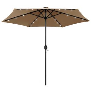 Sombrilla de jardín con luces LED palo de aluminio taupe 270 cm es5282