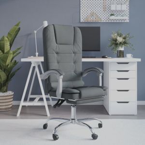 Silla de oficina reclinable con masaje de tela gris oscuro oif469477