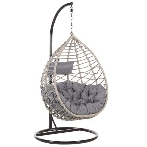 Sillón colgante con soporte arsita ratán sintético gris
