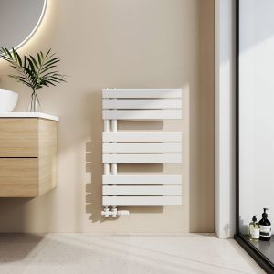 Emke radiador toallero agua caliente 762x500mm, 397w, blanco, lateral