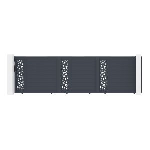 Puerta corredera 5m sunny al.140cm aluminio + 2 postes 20x20cm al.166cm