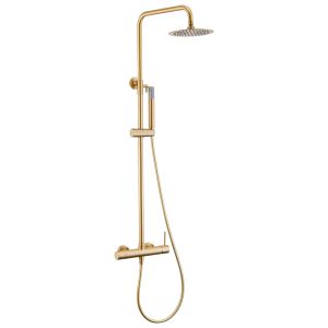 Valaz barra de ducha monomando redonda ajustable 120cm oro mate - 25cm