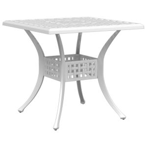 vidaXL mesa de jardín aluminio fundido blanco 80x80x75 cm