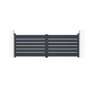 Pack puerta batiente 3,5m gris vogel h.120cm + 2 postes