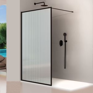 Panel fijo de ducha fresh wavy negro mate - 99.5/100.5 cm