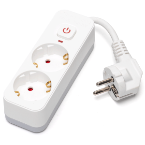 Aigostar regleta enchufe, alargador 2 tomas con interruptor, blanco