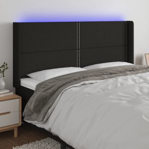 Cabecero con LED de tela negro 183x16x118/128 cm eso7166