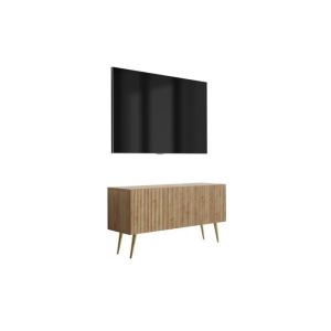 Mueble para tv con patas - roble craft - patas doradas - 100 x 32 x 52 cm