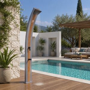 Ducha solar de aluminio con lavapies sined doccia ella grigia