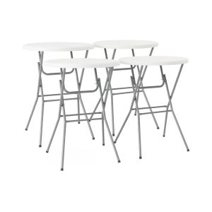 Mesa alta plegable de acero para eventos, set de 4 blanco 81x81x110 cm