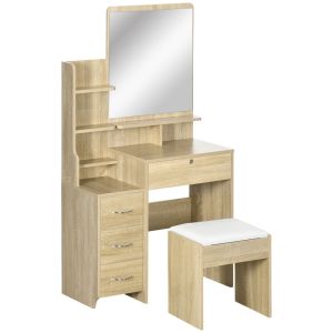 Tocador de maquillaje 80x38x143 cm color marrón Homcom