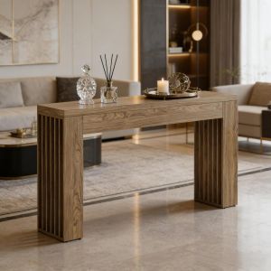 Mesa consola para recibidor salón mdf marrón largo 150 cm