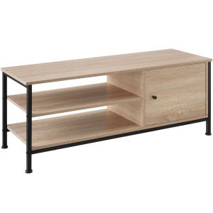 Mueble bajo tv 110x40x45,5cm, madera industrial clara, roble sonoma