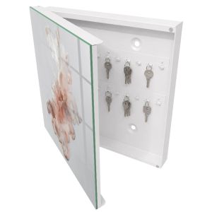 Caja de llaves 30x30x5 elegancia líquida, apertura izquierda blanca
