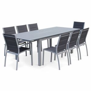 Mesa de jardín extensible de aluminio con 8 sillas gris 244x100x75 cm