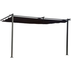 Pérgola adosada de metal con techo retráctil 3 × 4 m – gris antracita