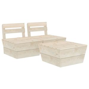 vidaXL muebles de palets para jardín 3 pzas madera de abeto impregnada