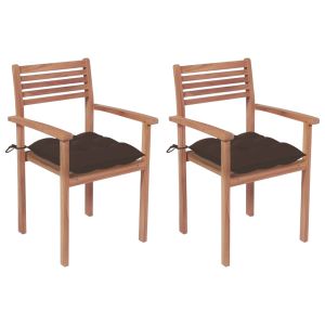 vidaXL sillas de jardín 2 uds madera de teca con cojines gris taupe