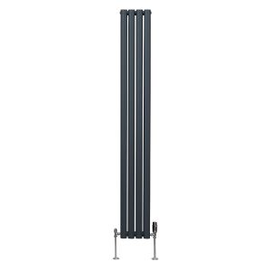 Radiador columna ovalada 1800 x 240mm  &  válvulas cromadas trv | gris