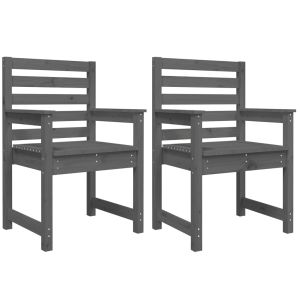 vidaXL sillas de jardín 2 uds madera maciza pino gris 60x48x91 cm