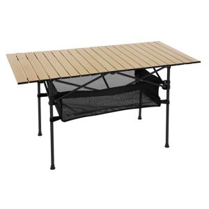 Mesa plegable de camping 118x55x64,5 cm de aluminio beige
