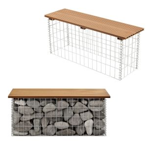 Banco de jardín gavión friesland wpc 90 x 25 x 40 cm marrón claro