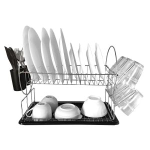 Escurridor de platos de acero inoxidable nyana home con bandeja extraíble