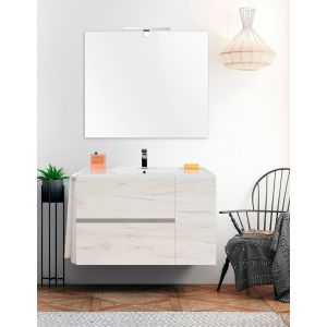 Mueble de baño itaca con lavabo y espejo 100x40cm blanco nórdico