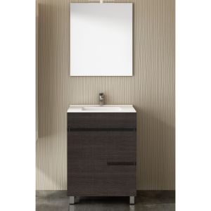 Mueble de baño isquia con lavabo y espejo 60x45cm roble sinatra