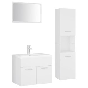 vidaXL juego de muebles de baño madera de ingeniería blanco