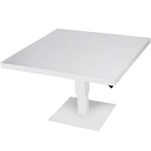 Mesa exterior aluminio blanca regulable en altura