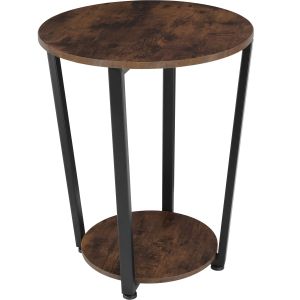 Mesa auxiliar redonda con bandejas, 50 x 62,5 cm, madera oscura