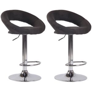 Taburetes de bar regulables - tela gris - 2 uds