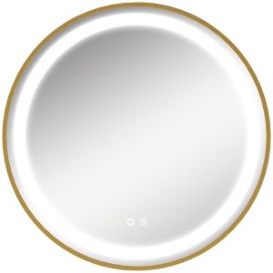 Espejo de baño vidrio, aleación de aluminio color dorado 60x60x4 cm