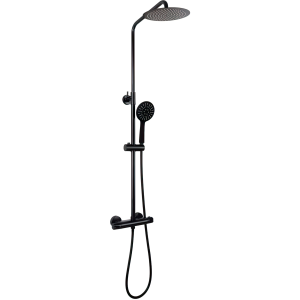 Valaz barra de ducha termostática redonda hasta 120cm negro mate - 20cm