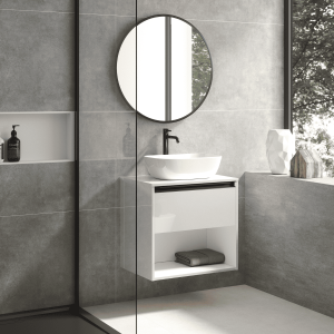 Mueble de baño | lavabo sob. |  1 cajón|1 hueco | 100 cm blanco tir. Negro