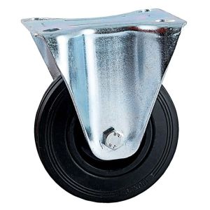 Rueda fija con platina rectangular - avl - rueda de goma ø 80 - carga 60 kg
