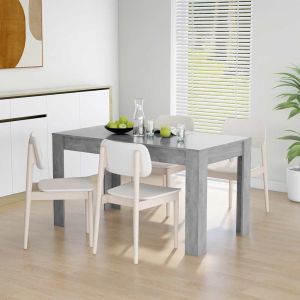 Mesa de comedor contrachapada gris hormigón 140x74,5x76 cm oif158376