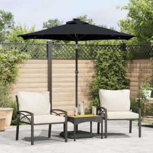 Sombrilla jardín con luces LED poste acero negro 225x225x212 cm eerf9079
