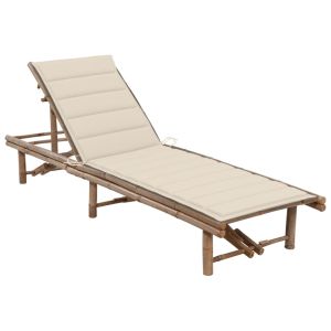 vidaXL tumbona de jardín con cojín bambú