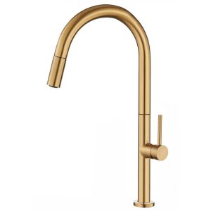 Valaz grifo cocina alto extraíble monomando dorado cepillado