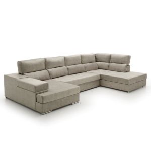 Sofa gran chaise longue cama massima diseño  gris derecha