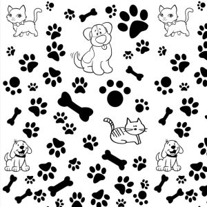 Papel pintado animal  huellitas y huesos 60cm por 250cm
