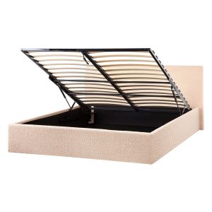 Cama con almacenaje orbey bouclé beige 140 x 200 cm