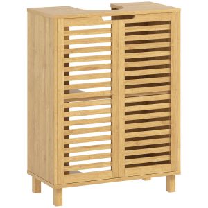 Mueble bajo lavabo 60x30x80 cm bambú, mdf color marrón Homcom, hogar - baño