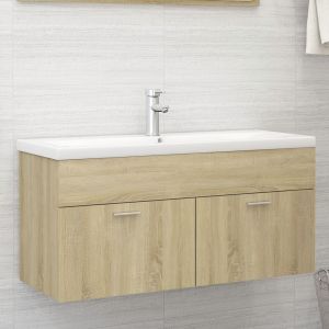 Armario para lavabo contrachapada color roble 100x38,5x46 cm(sin lavabo)