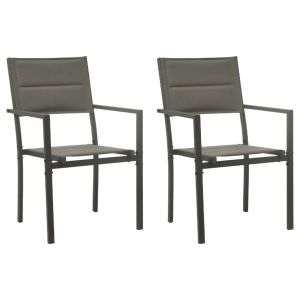 vidaXL sillas de jardín 2 unidades acero y textilene gris y antracita