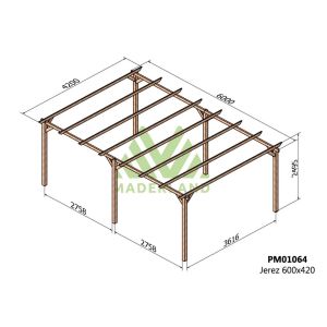 Pérgola de madera maciza j erez (maderland) - gardeneas
