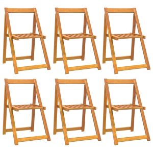 vidaXL sillas de jardín plegables 6 uds madera maciza de acacia
